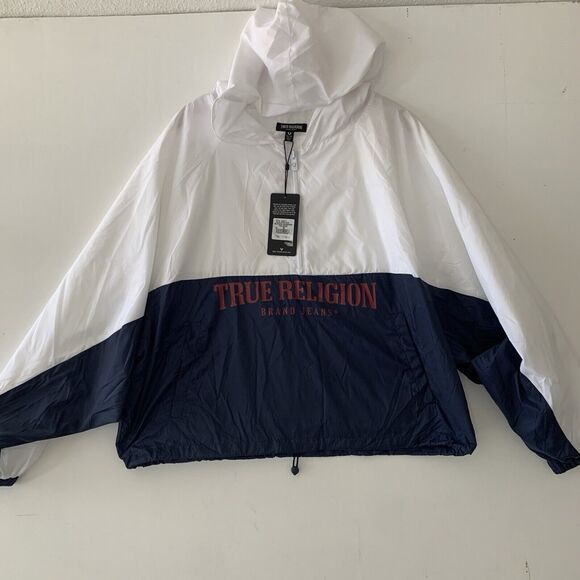 NWT True Religion Cropped Windbreaker Pullover Jacket Women's XL $139 Msrp - Picture 2 of 7